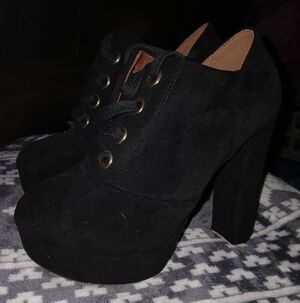 SHEIN Black Suede Platform Heels